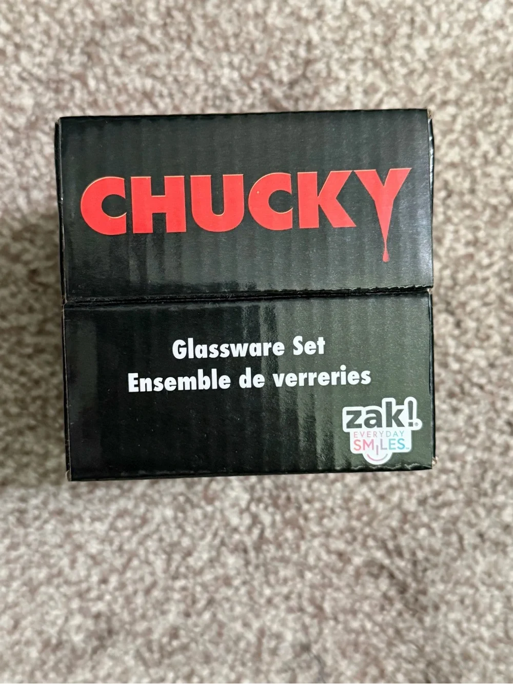 Chucky Glassware Shot Glass Set - Red & Black Heart Design